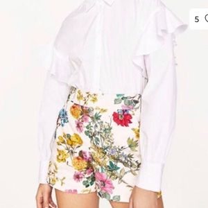 Zara Floral High Waisted Shorts - XS